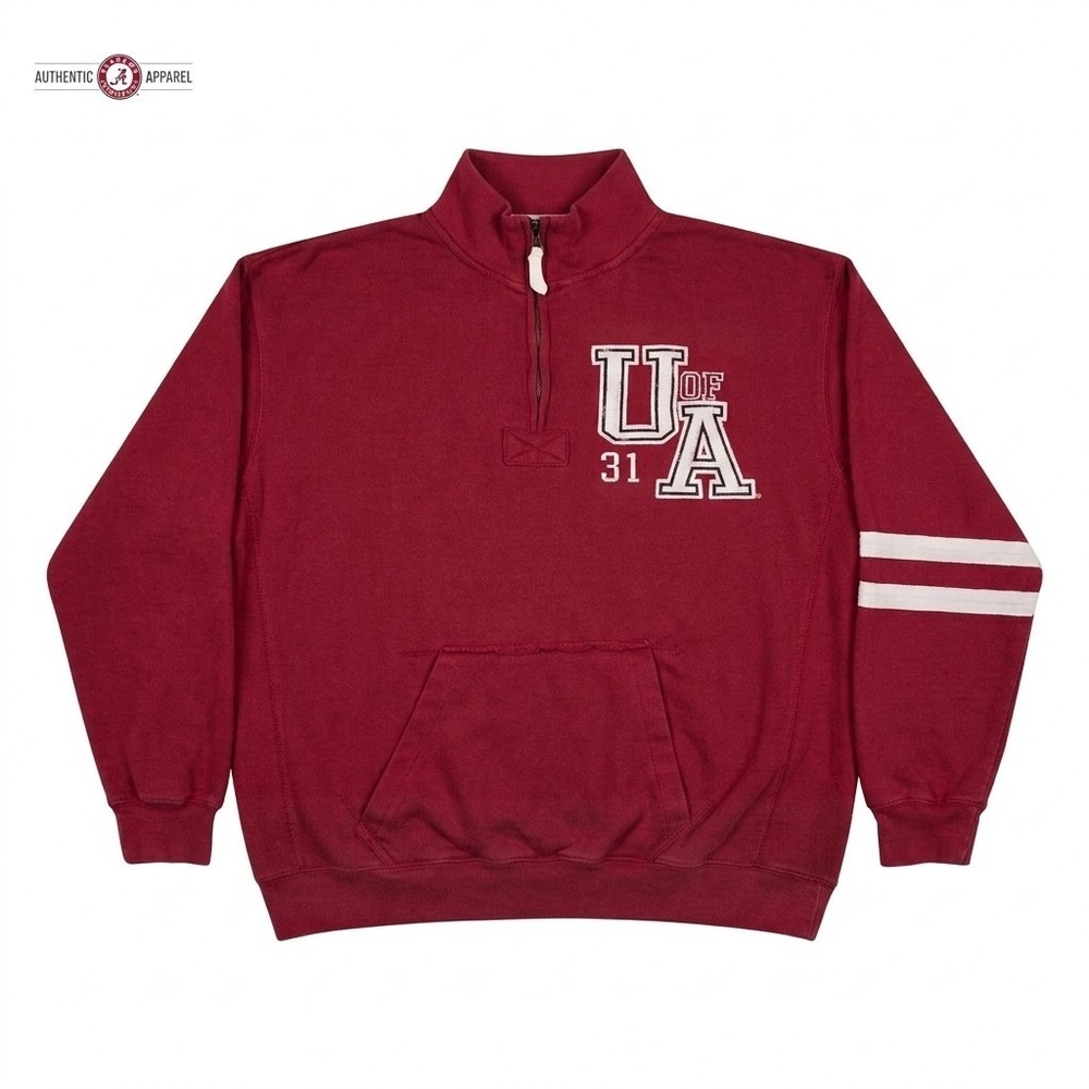 Vintage OVB Alabama Crimson Tide 1/4 Zip Sweatshirt Mens Large Crimson Pullover